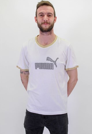 VINTAGE PUMA LOGO T-SHIRT IN WHITE XL
