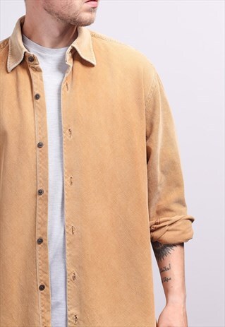 VINTAGE CORDUROY CORD SHIRT BROWN
