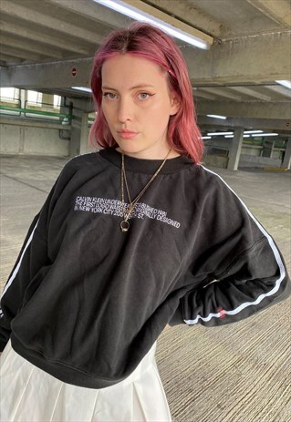 VINTAGE 90S CALVIN KLEIN EMBROIDERED BLACK SWEATSHIRT