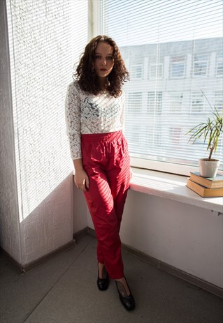 VINTAGE 80'S RED SHIMMERING JOGGERS