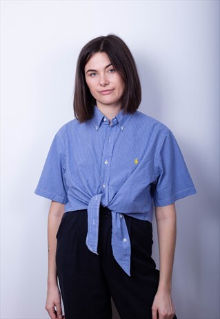 RALPH LAUREN BLUE CHECK TIE SHIRT