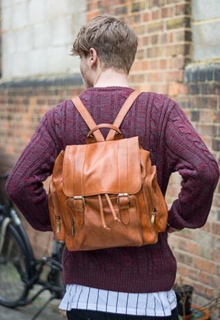 THE TAN LEATHER RETRO CITY BACKPACK