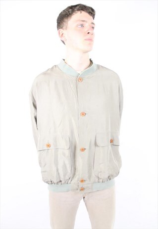 VINTAGE 90'S SILK CREAM BOMBER JACKET