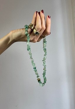 Vintage Y2k Beaded Turquoise Stone Necklace Boho