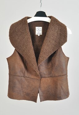 Vintage 00s faux shearling vest in brown