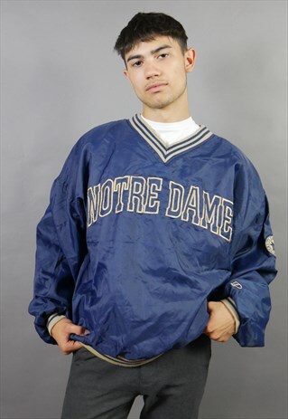 BLUE NOTRE DAME UNIVERSITY AMERICAN FOOTBALL PULLOVER