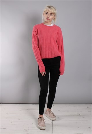VINTAGE 90S SOFT CABLE KNIT CORAL PINK JUMPER