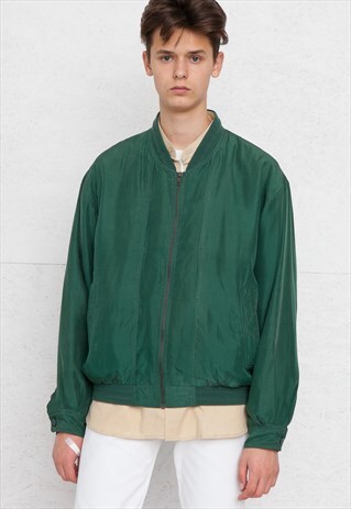 VINTAGE GREEN CRITERIUM BOMBER SILK JACKET