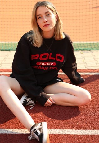 VINTAGE POLO RALPH LAUREN OVERSIZED SWEATSHIRT BLACK LOGO