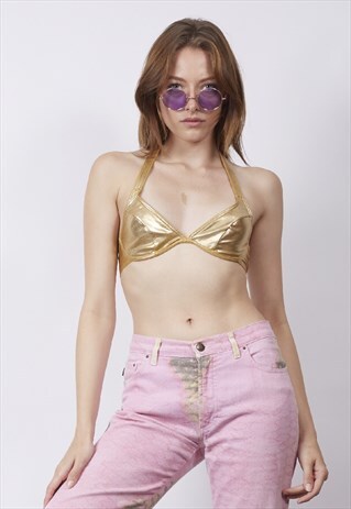 VINTAGE 90'S GOLD BIKINI TOP