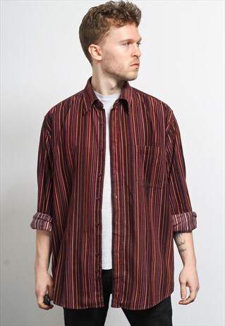 VINTAGE CORDUROY CORD STRIPED SHIRT