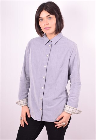 BARBOUR WOMENS VINTAGE SHIRT LARGE GREY 90'S