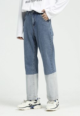 Kalodis Washed loose straight-leg color-block jeans