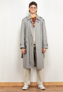 Vintage 70's Men Trench Coat in Grey