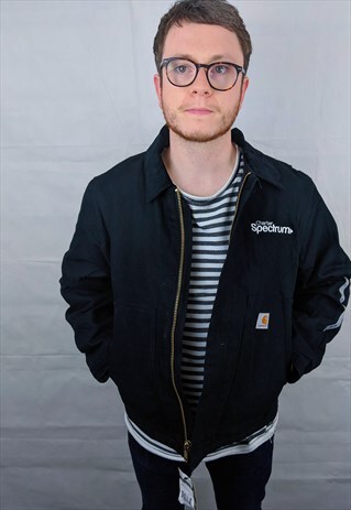 CARHARTT BLACK DENIM JACKET WITH CORDUROY COLLAR