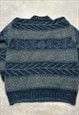 VINTAGE ABSTRACT KNITTED JUMPER WOMEN'S L