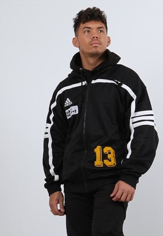 VINTAGE ADIDAS XL BLACK LIGHTWEIGHT FESTIVAL JACKET