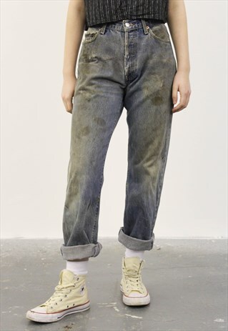 VINTAGE LEVI'S 501 BLUE PAINT MOM JEANS