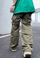 WATERPROOF PARACHUTE PANTS DETACHABLE CARGO JOGGERS GREEN