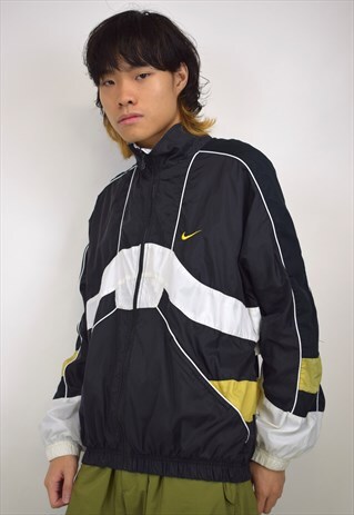 VINTAGE 90S NIKE BLACK WHITE YELLOW JACKET