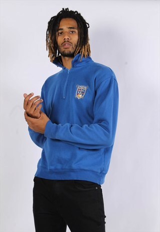 VINTAGE 1/4 ZIP BASICS SWEATSHIRT BLUE