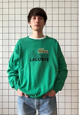 Vintage LACOSTE Sweatshirt Crew Neck Sweater 80s Green