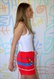 SHORTS VINTAGE 70S BEACH ORANGE SURF PRINT SIZE M 12
