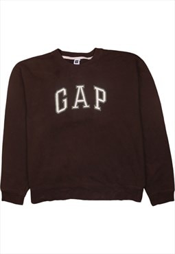 Vintage 90's Gap Sweatshirt Spellout Crew Neck Brown Large