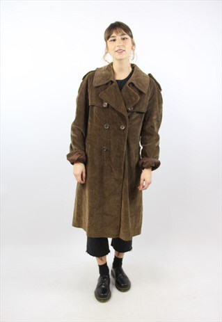 VINTAGE CORD BROWN LONG MAC JACKET