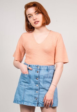 VINTAGE 70'S PINK KNIT TOP