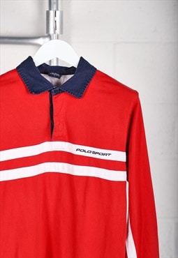 Vintage Polo Sport Ralph Lauren Shirt Red Long Sleeve Small
