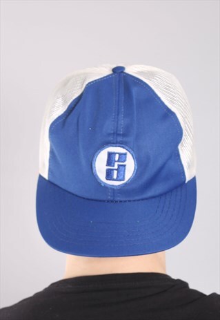 VINTAGE USA TRUCKER CAP HAT BLUE