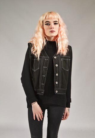 VINTAGE LEVI'S SLEEVELESS BLACK DENIM JACKET