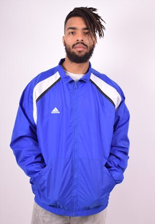 ADIDAS WOMENS VINTAGE TRACKSUIT TOP JACKET XL NAVY BLUE 90'S