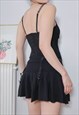 VINTAGE Y2K BLACK LACE CORSET BUSTIER TOP