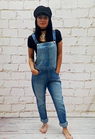 VINTAGE BLUE DENIM LONG DUNGAREES