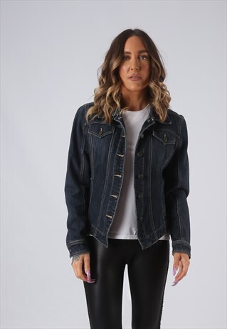 DENIM JACKET FITTED VINTAGE SHORT UK 10 (DK4O)