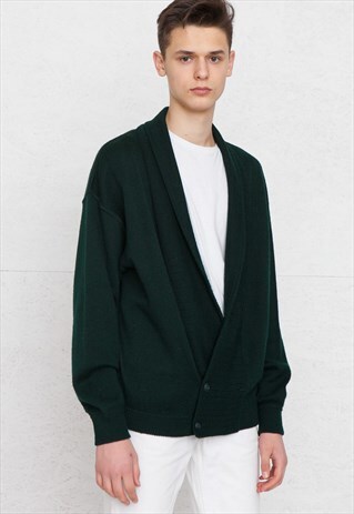 VINTAGE DARK GREEN YVES SAINT LAURENT KNIT CARDIGAN