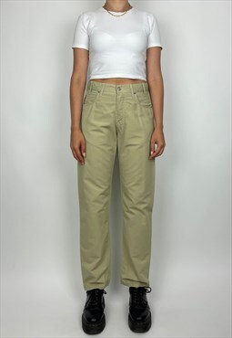  Armani Vintage Trousers Green High Waisted Straight Leg 90s