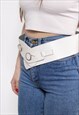 90S LEATHER COCKTAIL WIDE BELT, VINTAGE WOMAN WHITE BELT