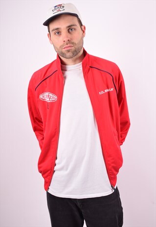 ADIDAS MENS VINTAGE TRACKSUIT TOP JACKET MEDIUM RED 90'S