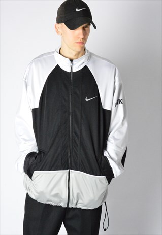 VINTAGE 90S BLACK COLOUR BLOCK NIKE BASKETBALL TRACK JACKET