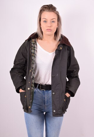 WOMENS VINTAGE WAXED COTTON JACKET XL KHAKI 90'S