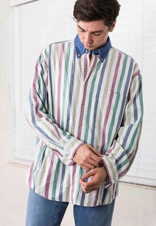 VINTAGE REGATTA STRIPED SHIRT 90S L 12.7