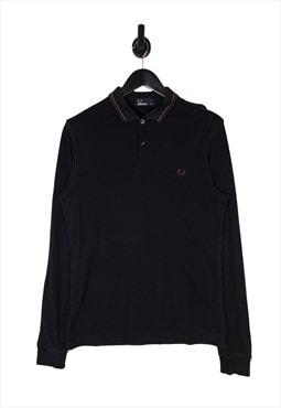 Fred Perry Twin Tipped Polo Shirt Long Sleeve Size Medium
