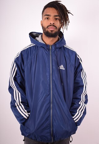 ADIDAS MENS VINTAGE REVERSIBLE JACKET LARGE BLUE 90S