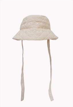 Cream Quilted Bucket Hat