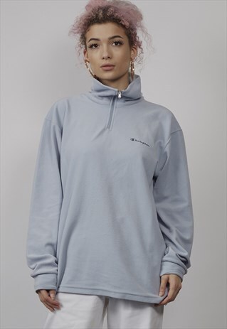 VINTAGE 90'S CHAMPION PALE BLUE ZIP-UP FLEECE SWEATSHIRT