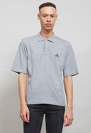 MARL GREY VINTAGE 80'S ADIDAS POLO T-SHIRT
