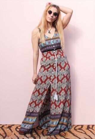 VINTAGE BOHEMIAN PRINT SUMMER MAXI DRESS
